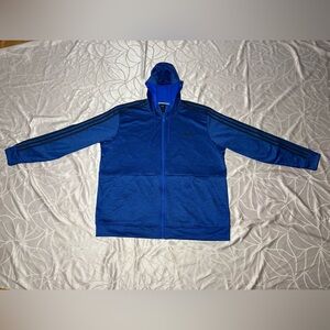 adidas  Blue Tech Full Zip Fleece Hoodie Jacket  Men’s Size 2XL